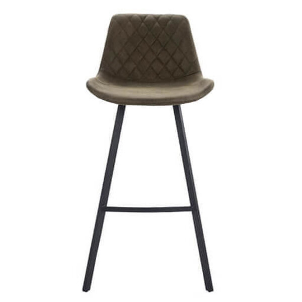Barkrukken | EMPERIO | Microvezel/Metaal | Olive | Zwarte Poten | Indoor | 2 Stuks | 500x500x1080(h)mm