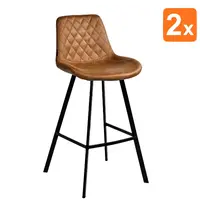 HC Barkrukken | EMPERIO | Microvezel/Metaal | Cognac | Zwarte Poten | Indoor | 2 Stuks | 500x500x1080(h)mm
