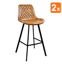 HC Barkrukken | EMPERIO | Kunstleer/Metaal | Cognac | Zwarte Poten | Indoor | 2 Stuks | 500x500x1080(h)mm