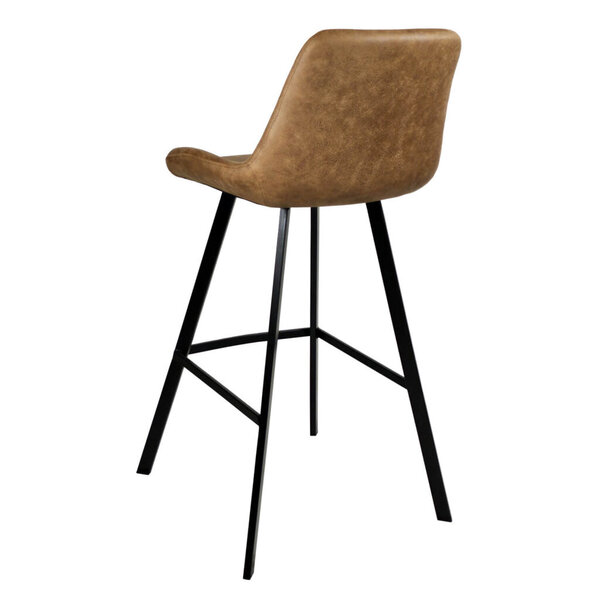 Barkrukken | EMPERIO | Kunstleer/Metaal | Cognac | Zwarte Poten | Indoor | 2 Stuks | 500x500x1080(h)mm