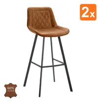 HC Barkrukken | JORIS | Leer/Metaal | Camel | Zwarte Poten | Indoor | 2 Stuks | 500x550x1080(h)mm 