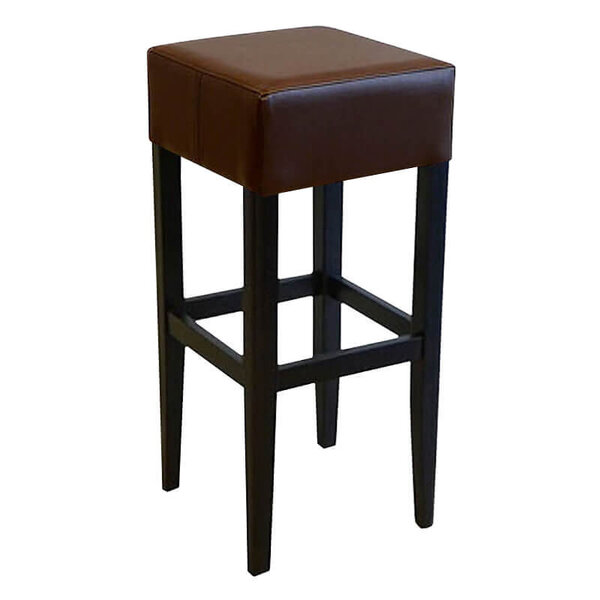 Barkruk | SANJA | Kunstleer/Hout | Brown | Wengé Frame | Indoor | 370x370x820(h)mm