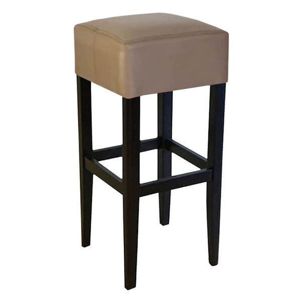 Barkruk | SANJA | Kunstleer/Hout | Taupe | Wengé Frame | Indoor | 370x370x820(h)mm