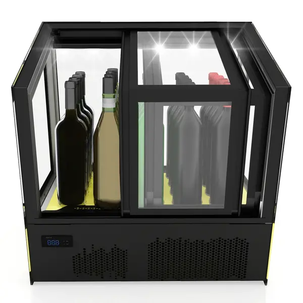 Koelvitrine | QBO | Zwart | +4°C/+8°C | Geforceerd | 1/2/3 Niveaus | RGB Backlight | 620x670x670(h)mm