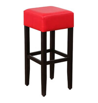 HC Barkruk | SANJA | Kunstleer/Hout | Red | Wengé Frame | Indoor | 370x370x820(h)mm 