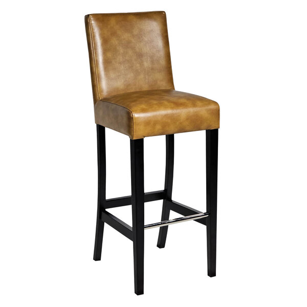 Barkruk | JARNO | Kunstleer/Hout | Ary Cognac | Wengé Poten | Indoor | 390x520x1110(h)mm