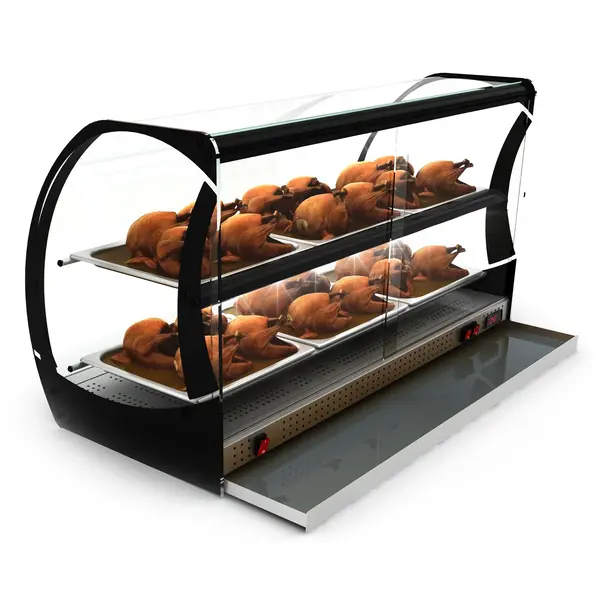 Warmhoudvitrine | HONDA | Zwart | 6x 2/3 GN | 30°C/80°C | Statisch | 2 Niveaus | 1.8kW (230V) | 1100x510x635(h)mm