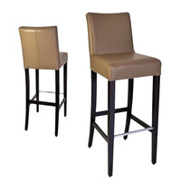 HC Barkruk | JARNO | Kunstleer/Hout | Taupe | Wengé Poten | Indoor | 390x520x1110(h)mm 