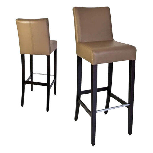 Barkruk | JARNO | Kunstleer/Hout | Taupe | Wengé Poten | Indoor | 390x520x1110(h)mm