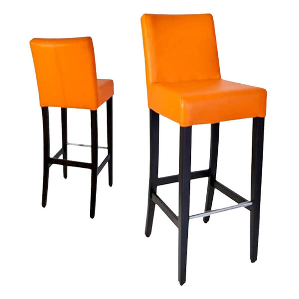 Barkruk | JARNO | Kunstleer/Hout | Orange | Wengé Poten | Indoor | 390x520x1110(h)mm