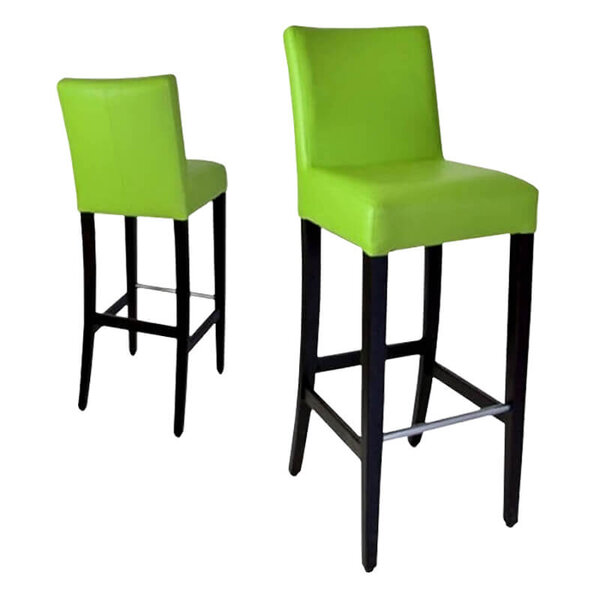 Barkruk | JARNO | Kunstleer/Hout | Green | Wengé Poten | Indoor | 390x520x1110(h)mm