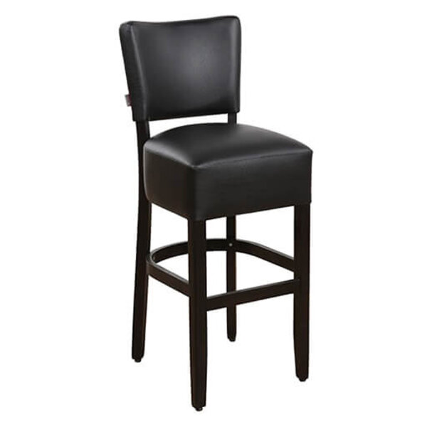 Barkruk | MEGAN | Kunstleer/Hout | Black | Wengé Frame | Indoor | 420x410x1110(h)mm