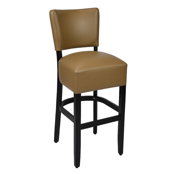 Barkruk | TARA | Kunstleer/Hout | Taupe | Wengé Frame | Indoor | 420x410x1110(h)mm