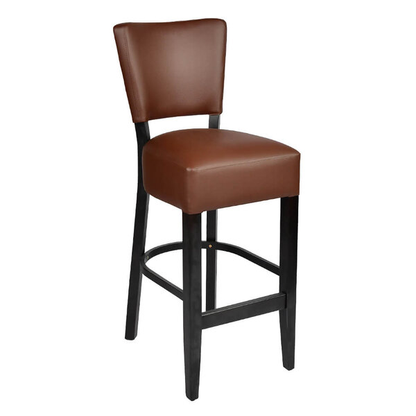 Barkruk | TARA | Kunstleer/Hout | Brown | Wengé Frame | Indoor | 420x410x1110(h)mm