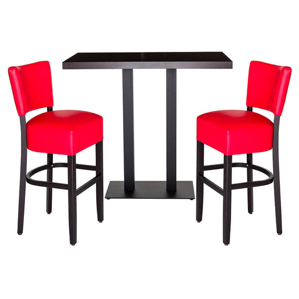 Barkruk | TARA | Kunstleer/Hout | Red | Wengé Frame | Indoor | 420x410x1110(h)mm