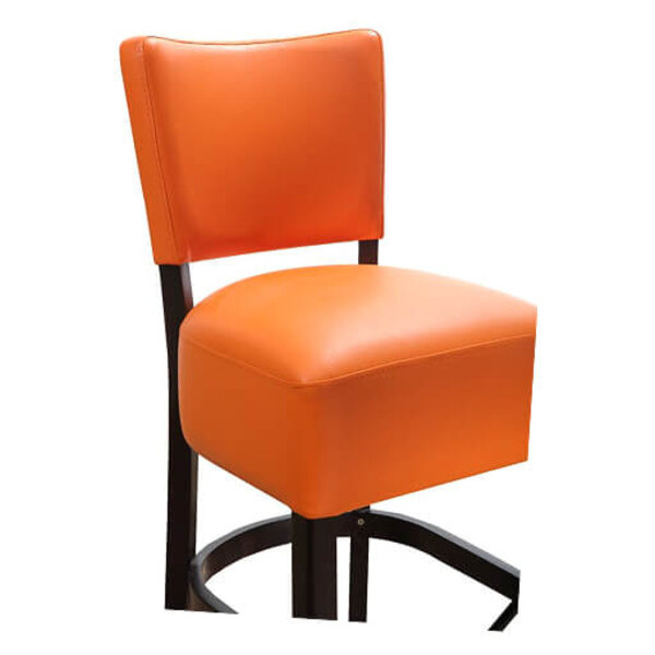 Barkruk | TARA | Kunstleer/Hout | Orange | Wengé Frame | Indoor | 420x410x1110(h)mm