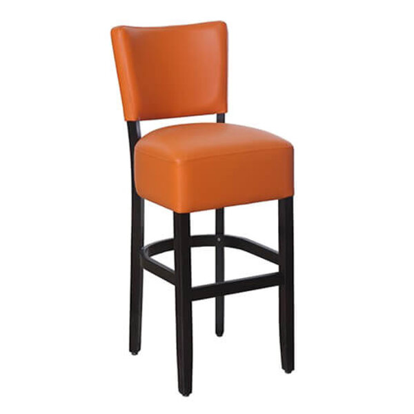 Barkruk | TARA | Kunstleer/Hout | Orange | Wengé Frame | Indoor | 420x410x1110(h)mm