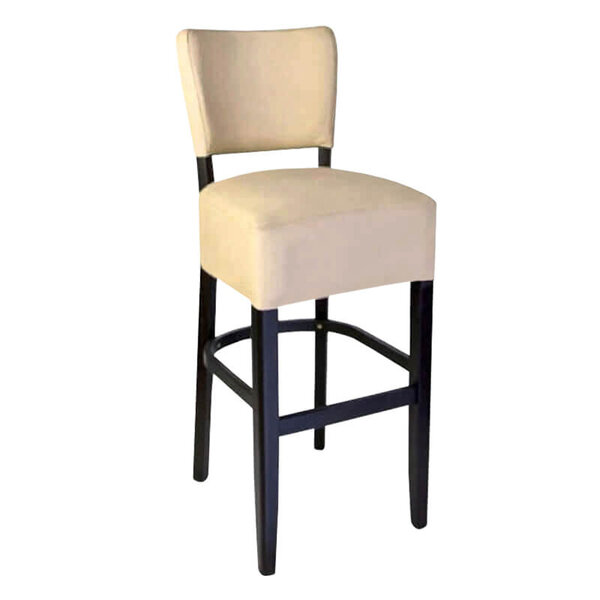 Barkruk | TARA | Kunstleer/Hout | Creme | Wengé Frame | Indoor | 420x410x1110(h)mm