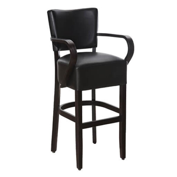 Barkruk | TARA | Kunstleer/Hout | Black | Wengé Frame | Indoor | 530x560x1110(h)mm