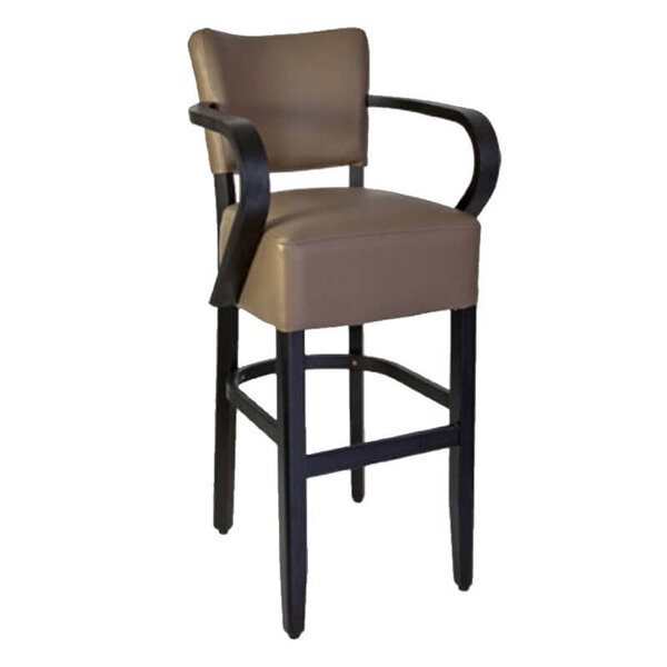 Barkruk | TARA | Kunstleer/Hout | Taupe | Wengé Frame | Indoor | 530x560x1110(h)mm