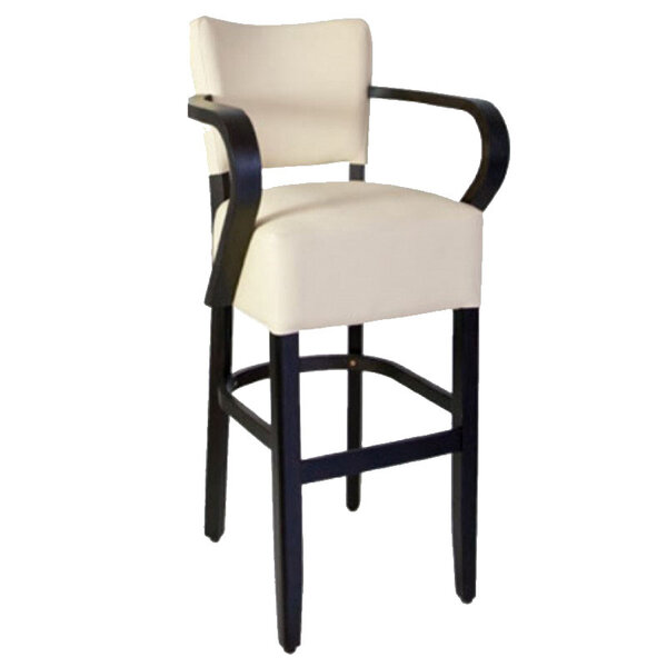 Barkruk | TARA | Kunstleer/Hout | Creme | Wengé Frame | Indoor | 530x560x1110(h)mm