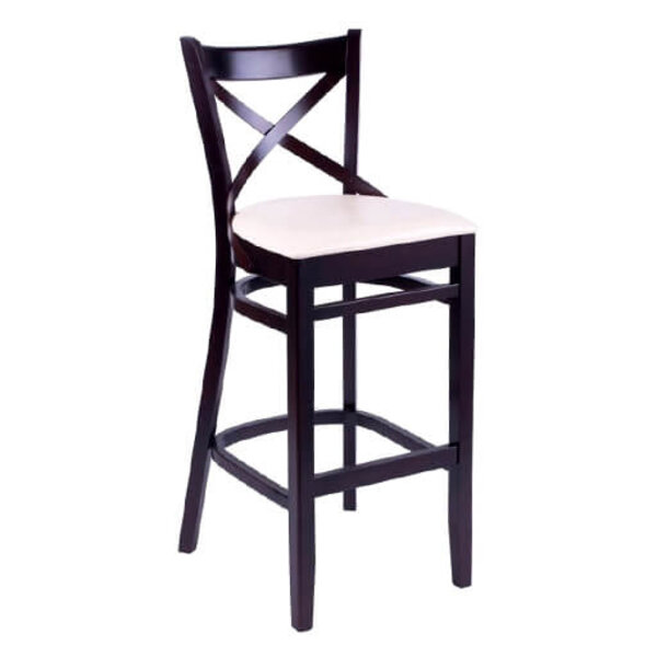 Barkruk | LILA | Kunstleer/Hout | White | Wengé Frame | Indoor | 470x510x1100(h)mm