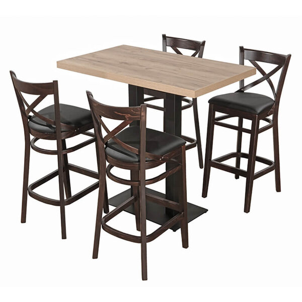 Barkruk | LILA | Kunstleer/Hout | White | Wengé Frame | Indoor | 470x510x1100(h)mm