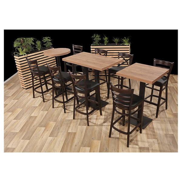 Barkruk | RIVA | Kunstleer/Hout | Black | Wengé Frame | Indoor | 470x510x1100(h)mm