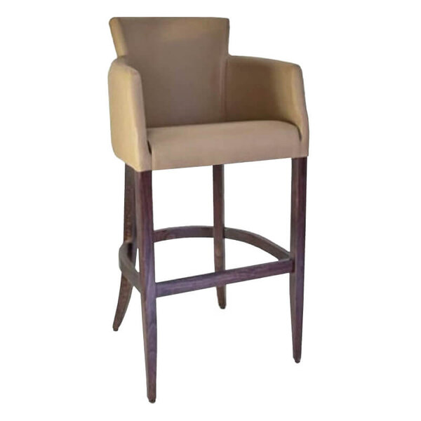 Barkruk | OMEGA | Kunstleer/Hout | Taupe | Wengé Poten | Indoor | 570x560x1130(h)mm