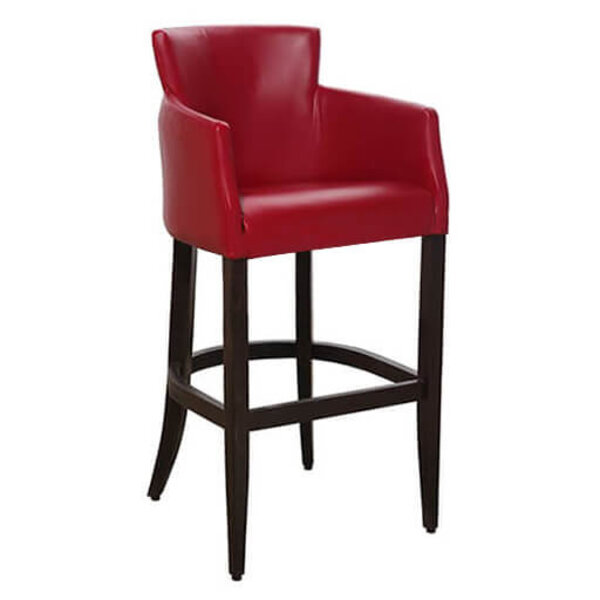 Barkruk | OMEGA | Kunstleer/Hout | Bordeaux | Wengé Poten | Indoor | 570x560x1130(h)mm