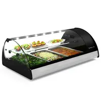 SAYL Tapasvitrine | SPLENDID | Zwart/RVS | 3x 1/1 GN | +2°C/+6°C | Statisch | 2 Niveaus | Zelfbediening | 1210x650x420(h)mm 