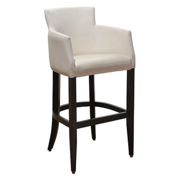 Barkruk | OMEGA | Kunstleer/Hout | White | Wengé Poten | Indoor | 570x560x1130(h)mm