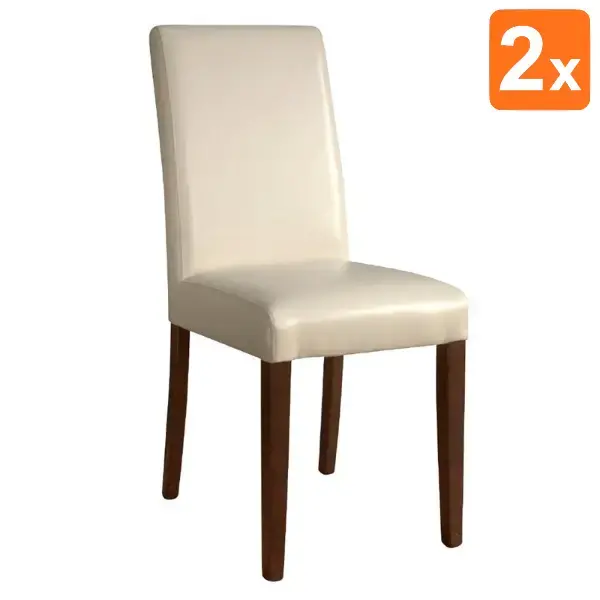 Stoelen | Kunstleer/Hout | Crème | Houtlook Poten | Indoor | 2 Stuks | 405x500x940(h)mm