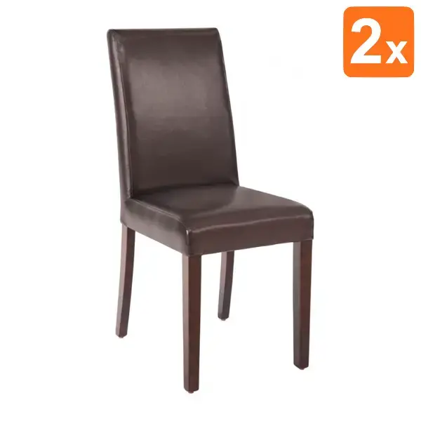 Stoelen | Kunstleer/Hout | Dark Brown | Houtlook Poten | Indoor | 2 Stuks | 405x500x940(h)mm