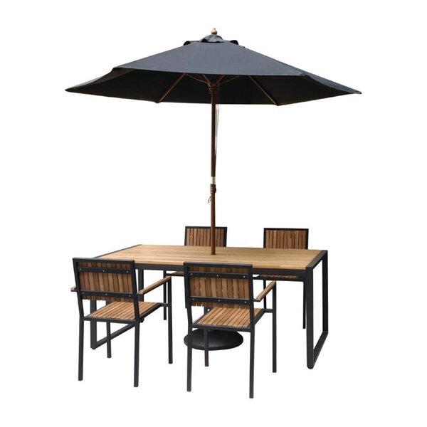 Stoelen | Hout/Staal | Hout (Acacia) | Zwart Frame | In-/Outdoor | Stapelbaar | 4 Stuks | 550x530x860(h)mm