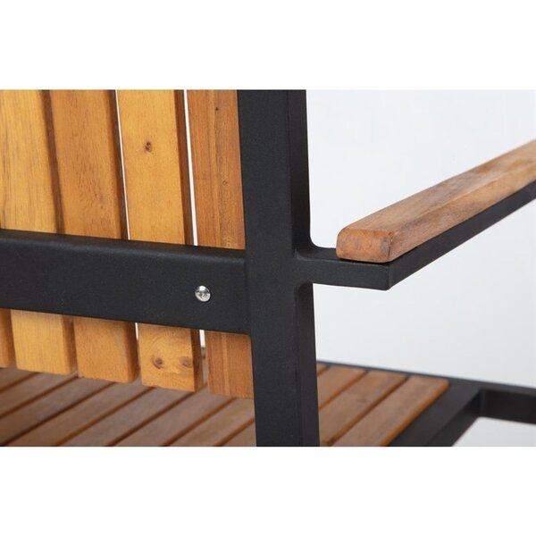 Stoelen | Hout/Staal | Hout (Acacia) | Zwart Frame | In-/Outdoor | Stapelbaar | 4 Stuks | 550x530x860(h)mm