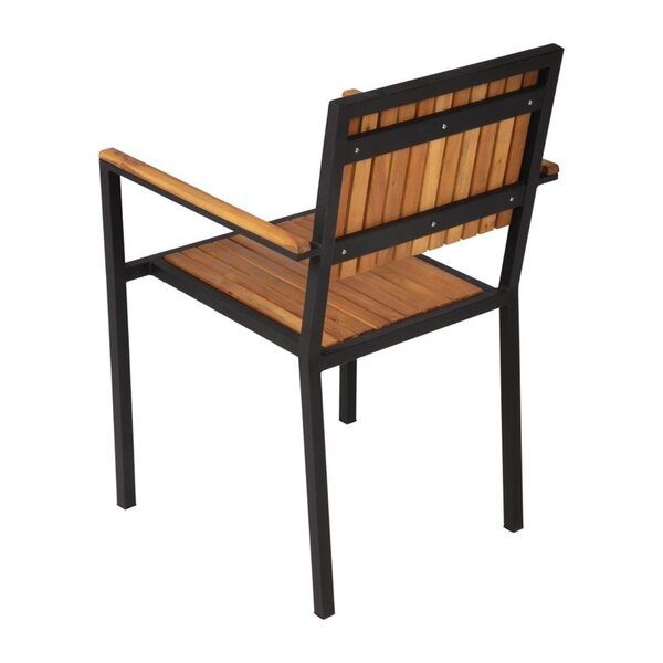 Stoelen | Hout/Staal | Hout (Acacia) | Zwart Frame | In-/Outdoor | Stapelbaar | 4 Stuks | 550x530x860(h)mm