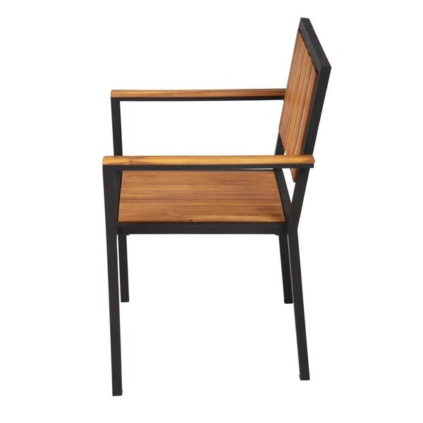 Stoelen | Hout/Staal | Hout (Acacia) | Zwart Frame | In-/Outdoor | Stapelbaar | 4 Stuks | 550x530x860(h)mm