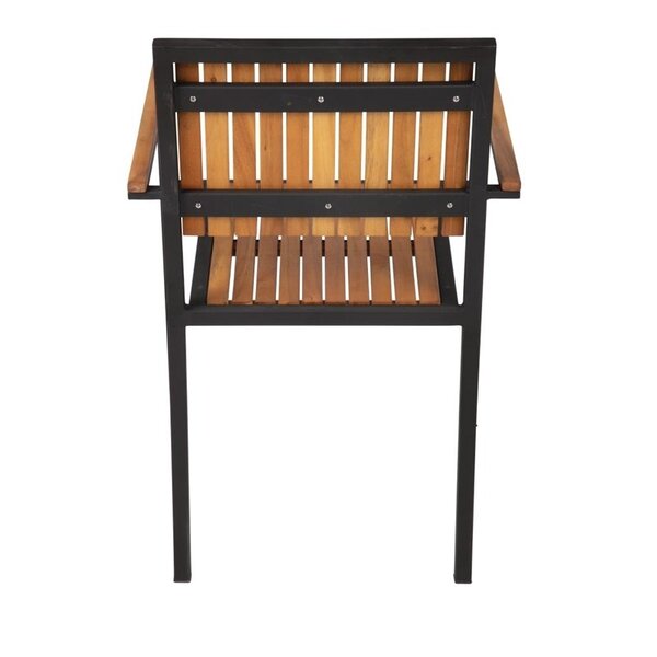 Stoelen | Hout/Staal | Hout (Acacia) | Zwart Frame | In-/Outdoor | Stapelbaar | 4 Stuks | 550x530x860(h)mm