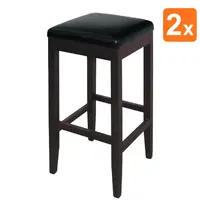 Bolero Barkrukken | Kunstleer/Hout | Black | Houtlook Frame | Indoor | 2 Stuks | 410x410x760(h)mm
