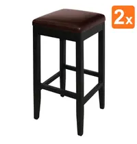 Bolero Barkrukken | Kunstleer/Hout | Dark Brown | Houtlook Frame | Indoor | 2 Stuks | 410x410x760(h)mm