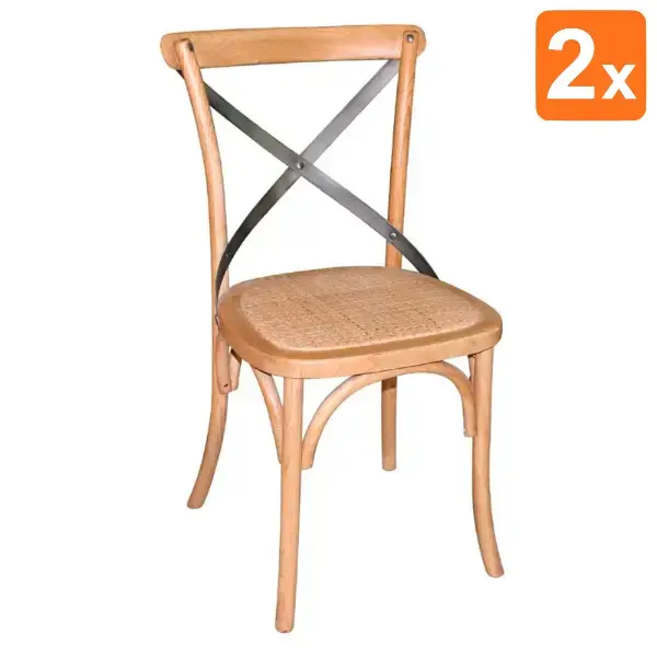 Stoelen | Rotan/Hout | Naturel | Indoor | 2 Stuks | 495x550x890(h)mm