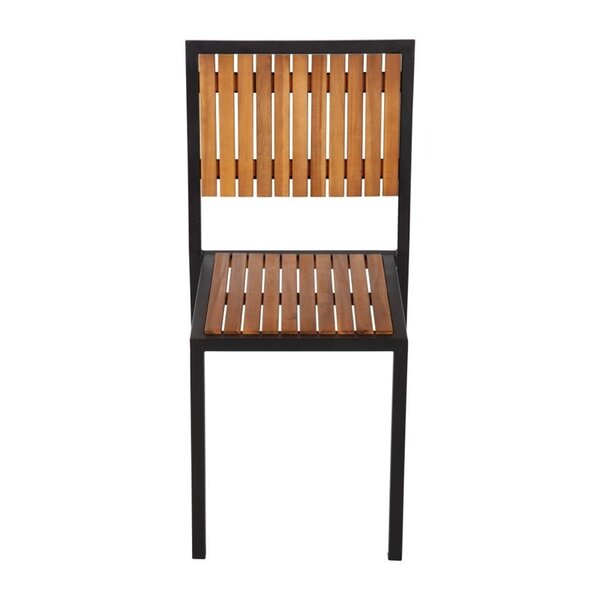 Stoelen | Hout/Staal | Hout (Acacia) | Zwart Frame | In-/Outdoor | Stapelbaar | 4 Stuks | 450x530x860(h)mm
