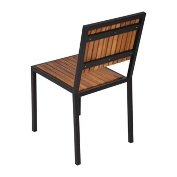 Stoelen | Hout/Staal | Hout (Acacia) | Zwart Frame | In-/Outdoor | Stapelbaar | 4 Stuks | 450x530x860(h)mm