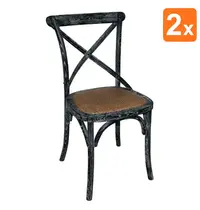 Bolero Stoelen | Rotan/Hout | Brown | Black Wash Frame | Indoor | 2 Stuks | 495x550x890(h)mm