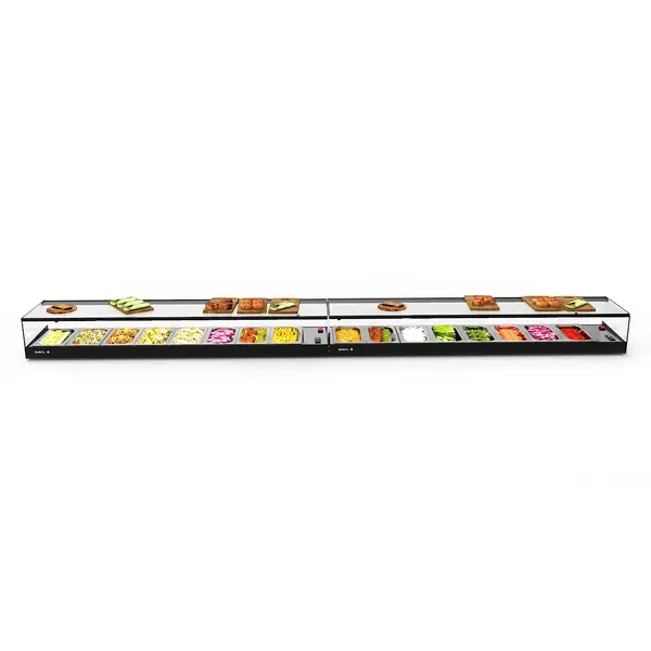 Tapasvitrine | LOGIC | Zwart | 8x 1/3 GN | +2°C/+6°C | Statisch | 1 Niveau | Externe Koeling (Excl.) | 1540x385x225(h)mm