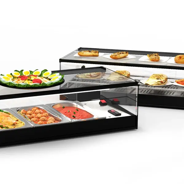 Verwarmde Tapasvitrine | LOGIC | Zwart | 4x 1/3 GN | ≤80°C | Bain-Marie | 1 Niveau | 0.72kW (230V) | 840x395x225(h)mm