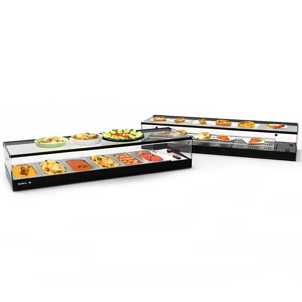 Verwarmde Tapasvitrine | LOGIC | Zwart | 4x 1/3 GN | ≤80°C | Bain-Marie | 1 Niveau | 0.72kW (230V) | 840x395x225(h)mm