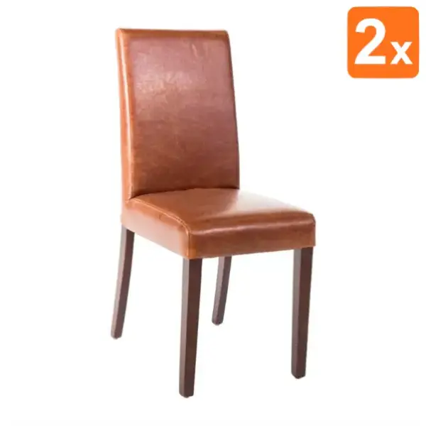Stoelen | Kunstleer/Hout | Antique Brown | Houtlook Poten | Indoor | 2 Stuks | 405x500x940(h)mm