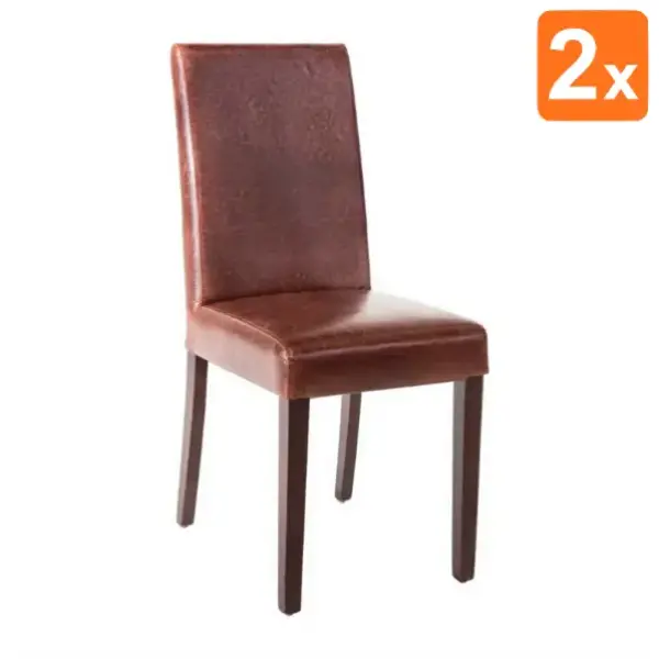 Stoelen | Kunstleer/Hout | Antique Dark Brown | Houtlook Poten | Indoor | 2 Stuks | 405x500x940(h)mm